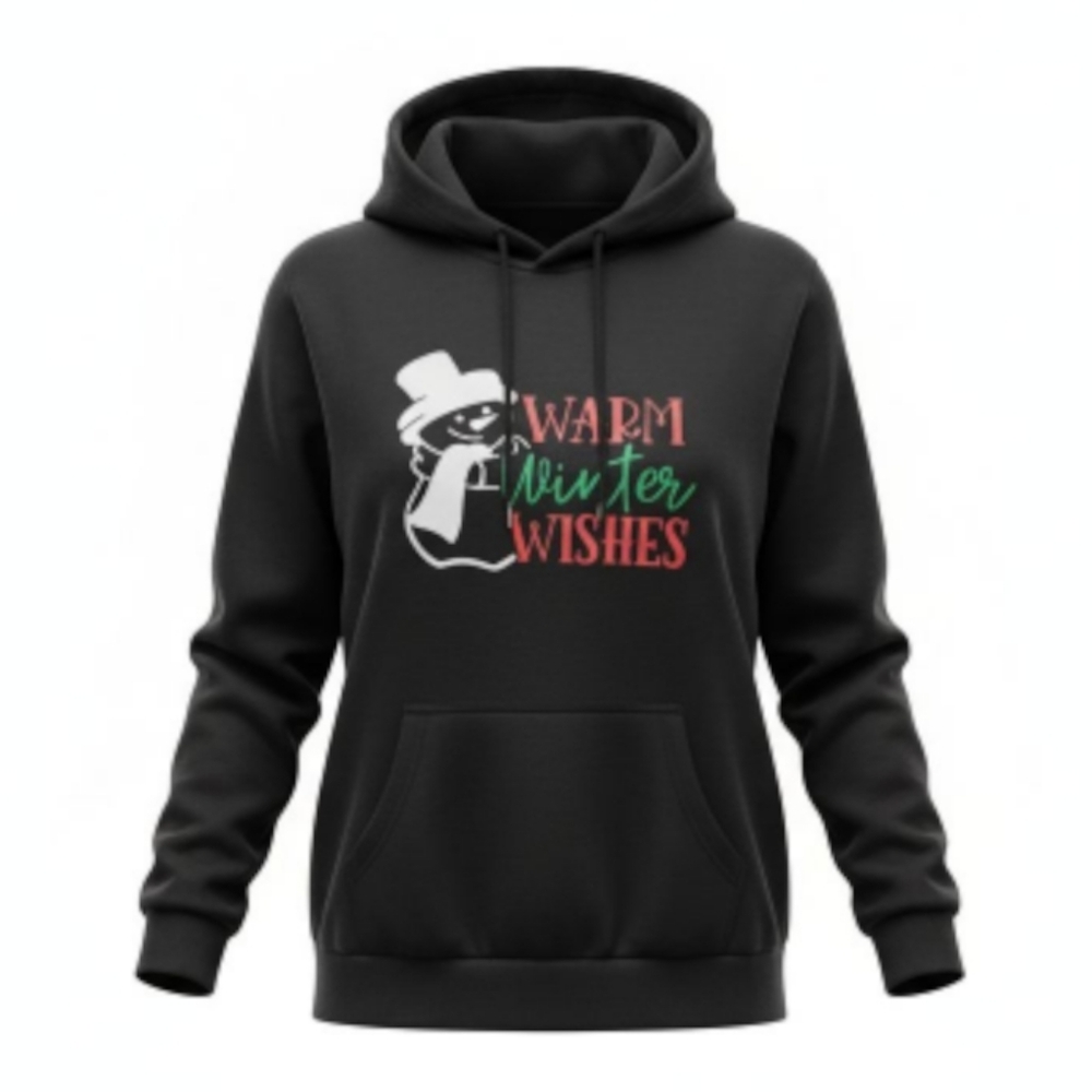 Warm Winter Wishes Black Christmas Pullover Hoodie - NWT